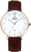 Obaku Herrklocka V181GDVWRN Toft Vit/Läder Ø41 mm