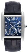 Cartier Herrklocka WSTA0010 Tank MC Blå/Läder