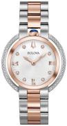 Bulova Diamond Damklocka 98R247 Silverfärgad/Roséguldstonat stål