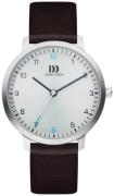 Danish Design Classic Damklocka 3324601 Silverfärgad/Läder Ø35 mm