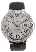 Cartier Herrklocka WE902056 Ballon Blue Silverfärgad/Läder Ø40 mm