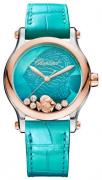 Chopard Damklocka 278578-6001 Happy Fish 36 MM Automatic Blå/Läder