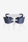 Venture Home - Matgrupp Plaza med 4st matstolar Velvet - Vit - Matgrup...