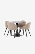 Venture Home - Matgrupp Glade med 4st matstolar Velvet - Svart - Matgr...