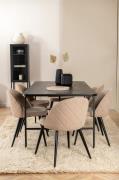 Venture Home - Matgrupp Uno med 6 st matstolar Velvet Stitches - Svart...