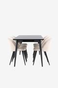 Venture Home - Ellis matbord med matstol i sammet - Beige - Matgrupper...