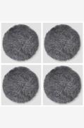 Skinnwille - Sittdyna rund Curly 4-pack - Grå - Sittkuddar & stolsdyno...