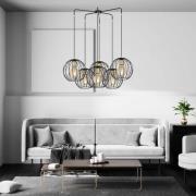 EMIBIG LIGHTING Pendellampa Albio 6 med burskärmar, svart