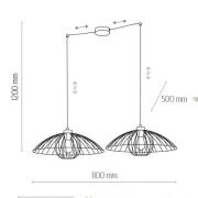 TK Lighting Hänglampa Barbella med burskärm, 2 lampor