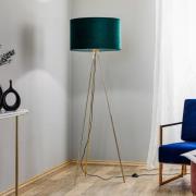 Domiluce Golvlampa Monaco, treben, guld, grön sammet