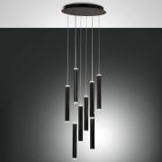 Fabas Luce LED hänglampa Prado, svart, 8 lampor, Ø 40 cm, dimbar