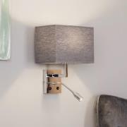 Nowodvorski Lighting Vägglampa Hotel med flexarm och tygskärm, grå