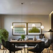 ALDEX Hänglampa Alison svart/vit, 4 lampor, balk, 154 cm