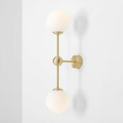 ALDEX Vägglampa Alison, 2 lampor, mässing/vit, 59 cm