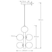 Lucide Hänglampa Tycho, 6 lampor svart/rökgrå