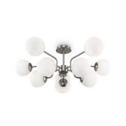 Maytoni taklampa Erich, nickelfärgad, glas/metall 10 lampor.