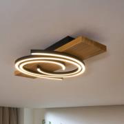 Eco-Light LED-taklampa Rifia, brun, 50 cm, trä, dimbar