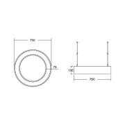 BRUMBERG Biro Circle Ring direkt 75cm 50W på/av svart 830