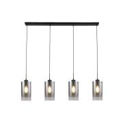 Freelight Ventotto hängande lampa, svart/rök, längd 125 cm, 4-lampig.