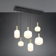 Trio Lighting Diva pendellampa, 6 lampor, mässingsfärgad, opal, metall...