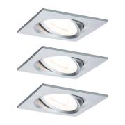 Paulmann 3 spot Nova kantig, vridbar/dimbar, aluminium
