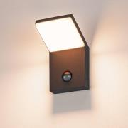 SLV Ordi LED-vägglampa, antracit, aluminium, bredd 10 cm, sensor