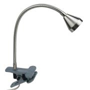 Busch LED klämlampa Mini, flexibel arm, nickel, 3 000K