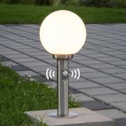 Lindby Sockellampa Vedran, 45 cm, stål, glas, sensor