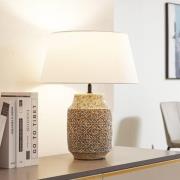 Lindby bordslampa Aelith, Ø 40 cm, brun, keramik, E27