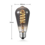 Lucande LED-lampa E27 ST64 4W 1 800K dimbar titan