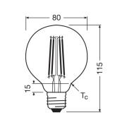 OSRAM LED-filamentlampa Globe G80 E27 2.2W Filament 4,000K