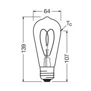 OSRAM LED Vintage ST64 E27 4,9W 922 Heart Filament guld dimbar