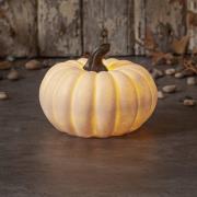 STAR TRADING Sandy Pumpkin LED-terrasslampa, Ø 15 cm, vit, batteri