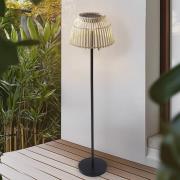 Lucande LED-golvlampa Eligio, bambu, Ø 39 cm, RGB