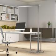 Arcchio LED-golvlampa till kontor Susi, silver, sensor, dimmer, CCT