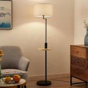Lindby golvlampa Zinia, svart, hylla, USB-anslutning