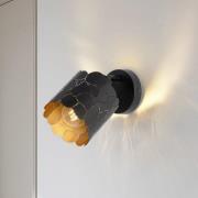 Lindby vägglampa Aralena, svart/guld, 1 lampa, Ø 12cm
