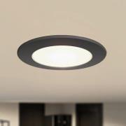 Prios LED-inbyggnadsspot Rida, svart, Ø 12 cm, CCT, IP44