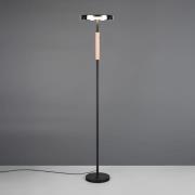 Trio Lighting LED-golvlampa Celeste krom/trä 160 cm glas/metall Touchd...