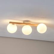 TK Lighting Estera taklampa, opalglas, trä, 3 lampor