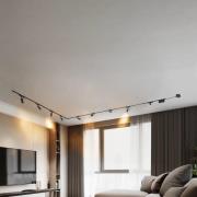 Lindby Skensystem 48V Lumaro, spots, 9 lampor, svart, 13,1 cm, dimbar