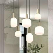 Trio Lighting Diva pendellampa, 6 lampor, mässingsfärgad, opal, metall...