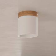 SOLLUX LIGHTING Takspotlight Rif, vit, Ø 12 cm, trä, aluminium