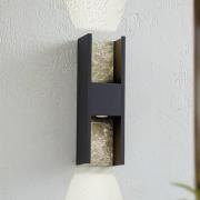 Lucande LED utomhusvägglampa Lavrin, svart/marmor, aluminium