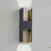 Lucande LED utomhusvägglampa Lavrin, svart/grå, aluminium