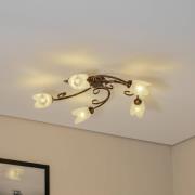 ONLI Taklampa Odino, 5 lampor, bronsfärgad, metall, glas