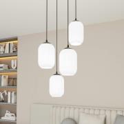 EMIBIG LIGHTING Verdi pendellampa, Ø 30 cm, svart/opal, stål/glas, 4 l...