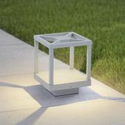 Lucande LED-sockellampa Lealan, grå, metall, 23 cm, IP54