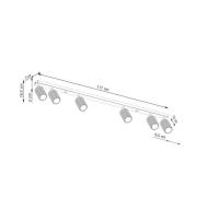 SOLLUX LIGHTING Takspotlight Carbon, vit, längd 117 cm, aluminium, 6 l...