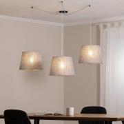 EMIBIG LIGHTING Ascot pendellampa, grå, tyg, 3 lampor, decentraliserad